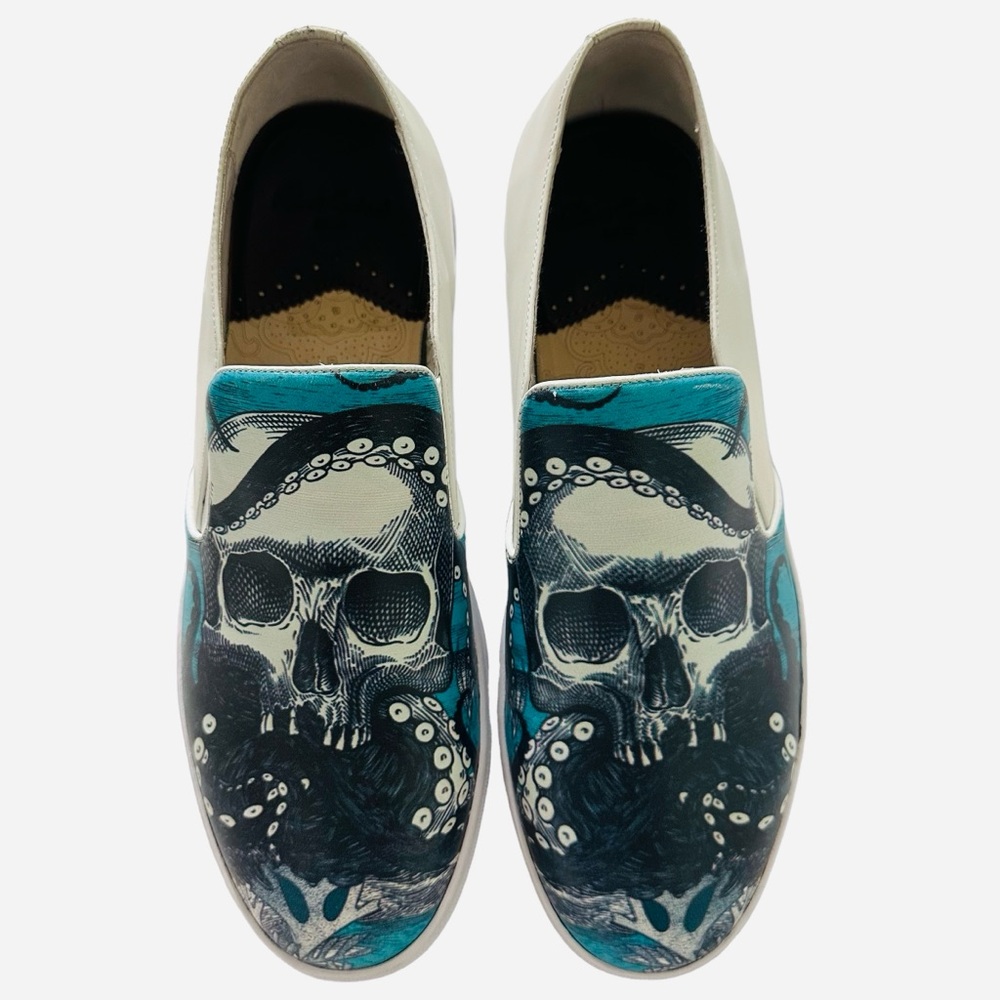 Robert Graham NWOB Ocean & Skull Leather Slip On Sneakers Sz.9 Casual Preppy - Picture 7 of 11
